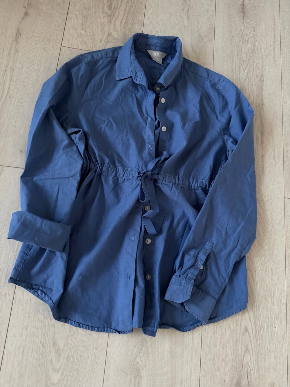 Joe Fresh Navy Blue Button-Down Drawstring Waist Shirt